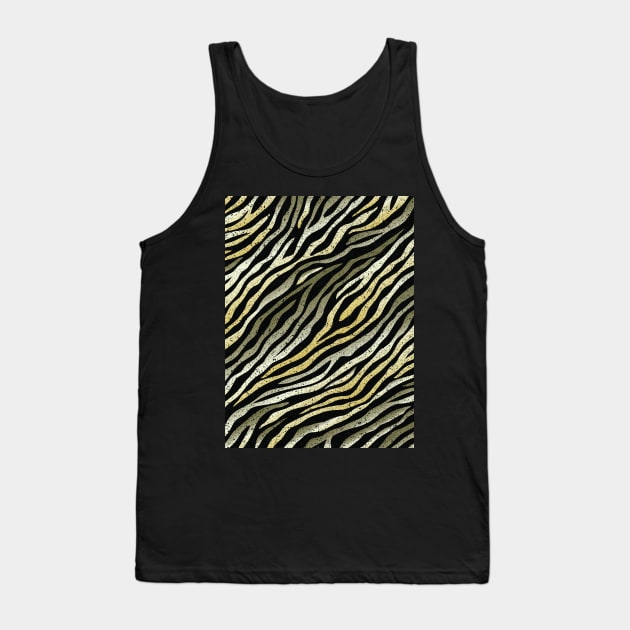 Savage Glitter Style Black, Beige, Green Tiger Pattern Animal Print Wild Safari Tank Top by GDCdesigns